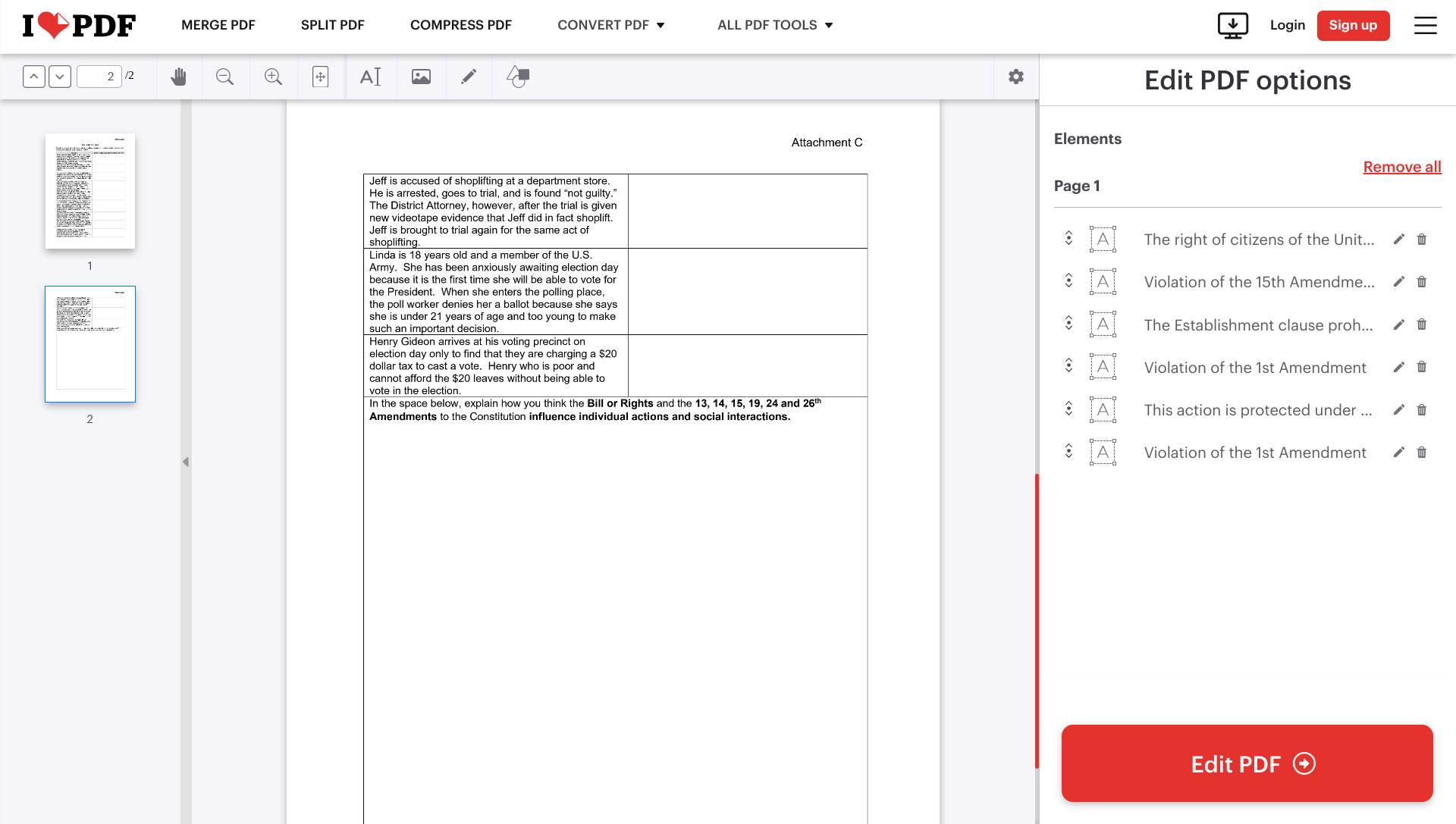 PDF TOOLS Login Sign up 1 12 Edit PDF options Scenarios of