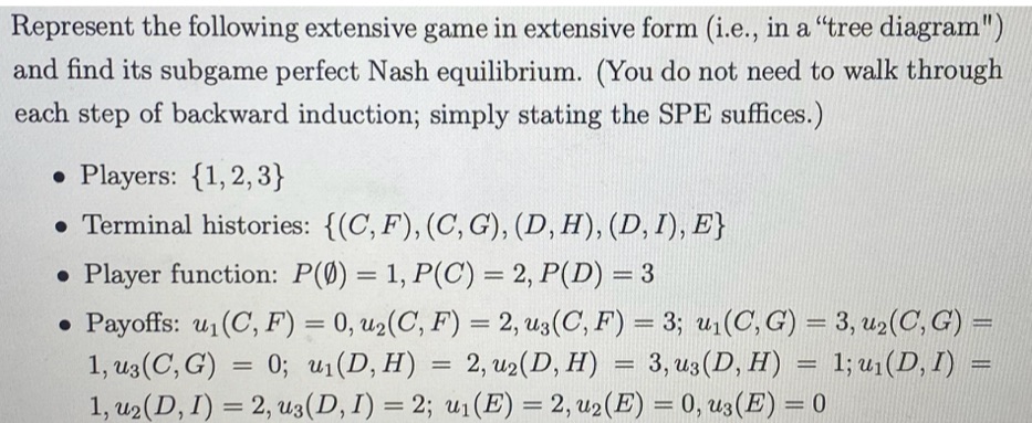 What does the tree diagram look like? Represent the following extensive game