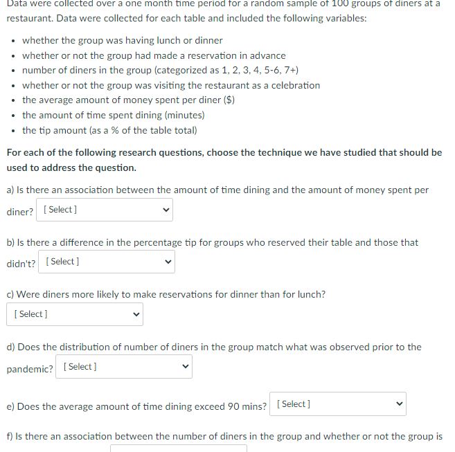  Data were collected over a one month time period for a