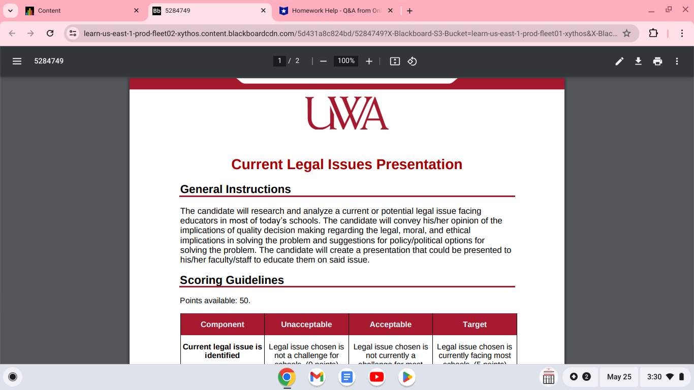 This are the instructions: Current Legal Issues Presentation General Instructions The candidate