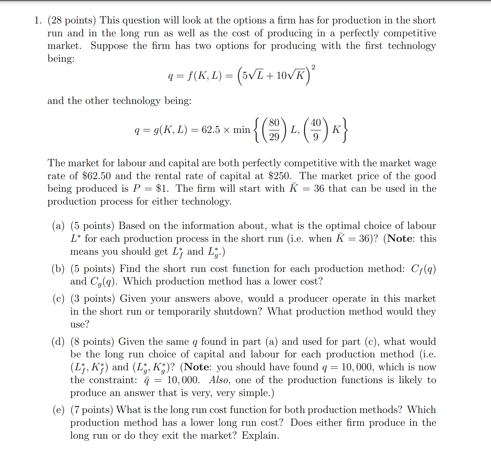 1. (28 points) This question will look at the options a