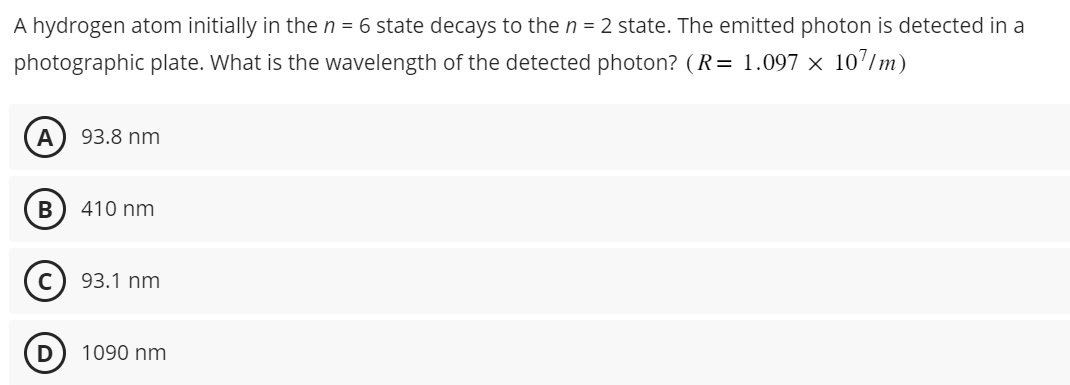 A hydrogen atom initially in the n = 6 state decays