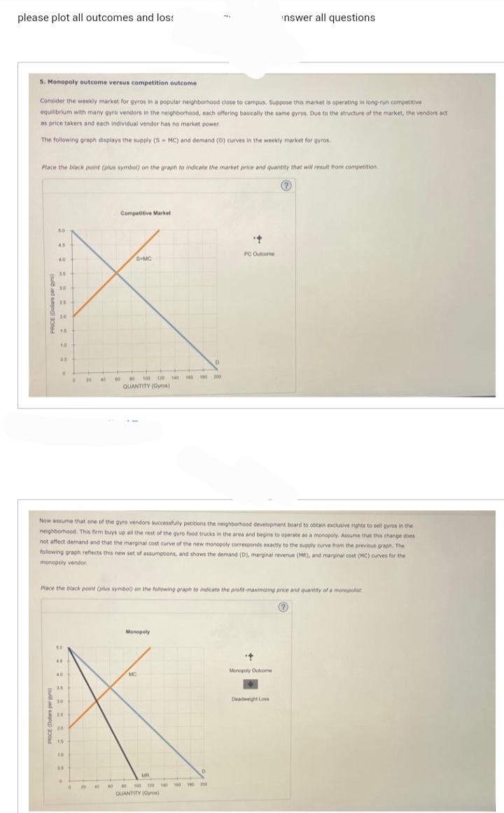 Note: The answer should be typed. please plot all outcomes and los: