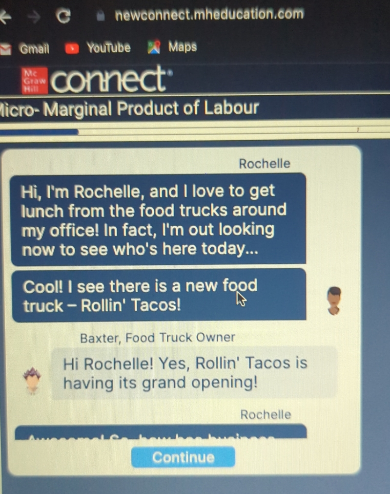  newconnect.mheducation.com Gmail YouTube Maps Mc Graw Hill connect Micro- Marginal Product