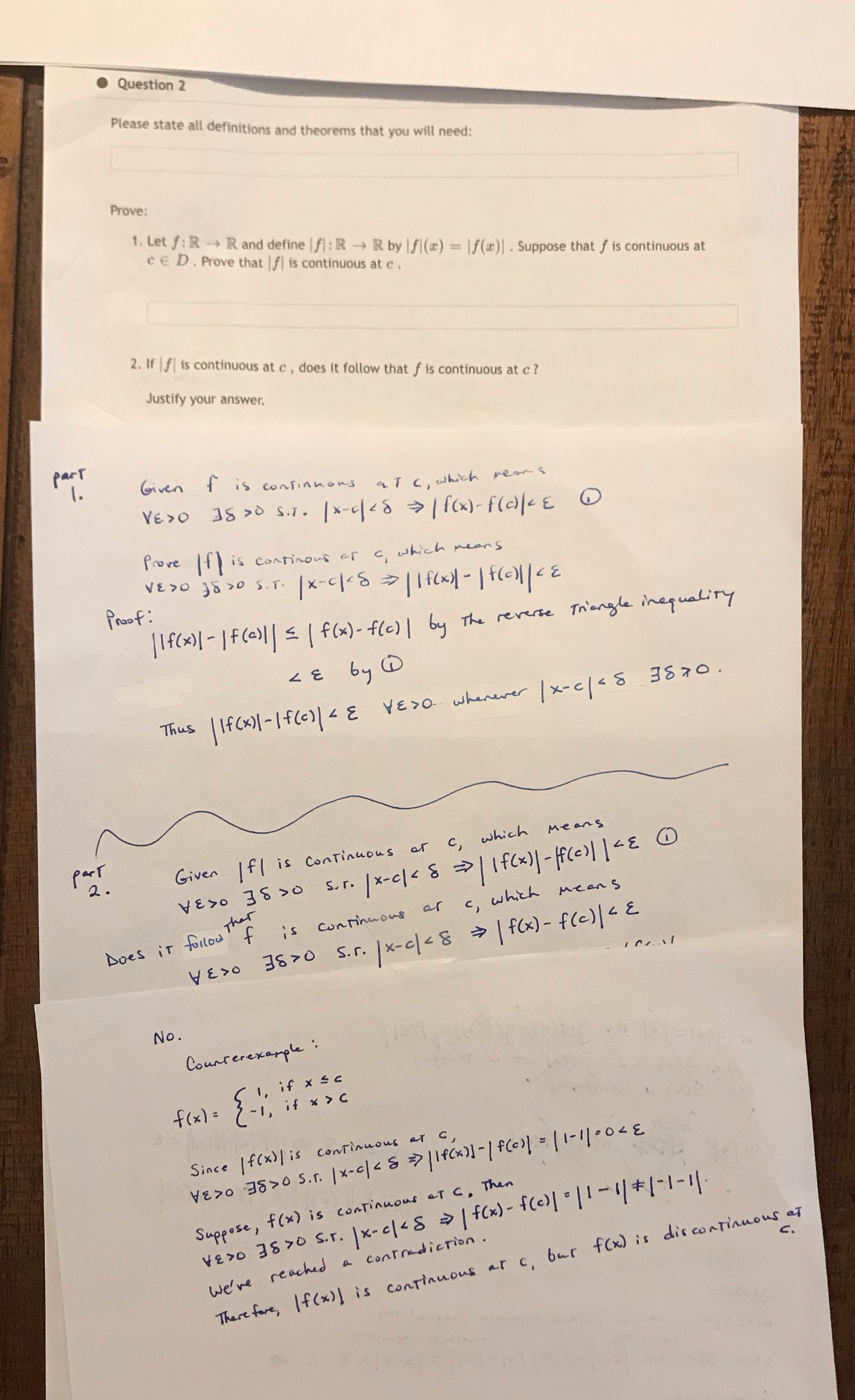 Could someone please check my work Question 2 Please state all definitions