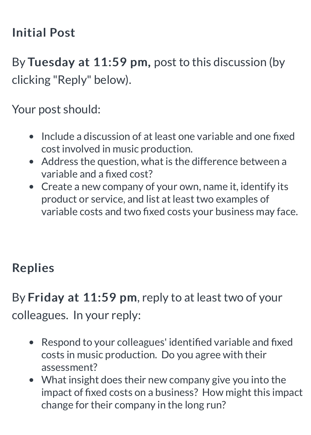  Initial Post By Tuesday at 11:59 pm, post to this discussion