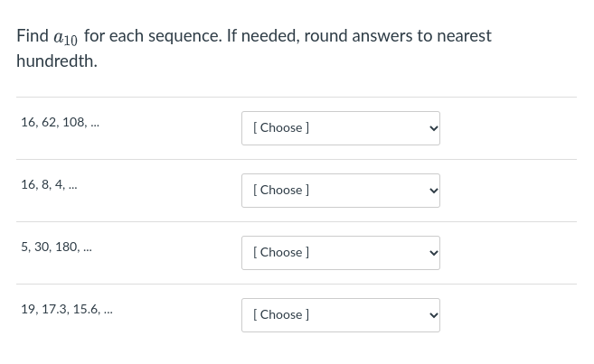 an = am-1 + 4 al = 3? O an = 3