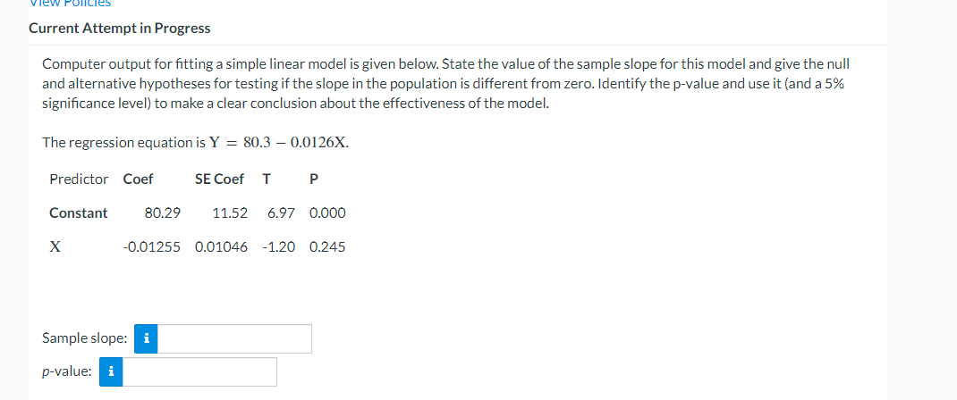  VIEW I'UIILIE'J Current Attempt in Progress Computer output for tting a