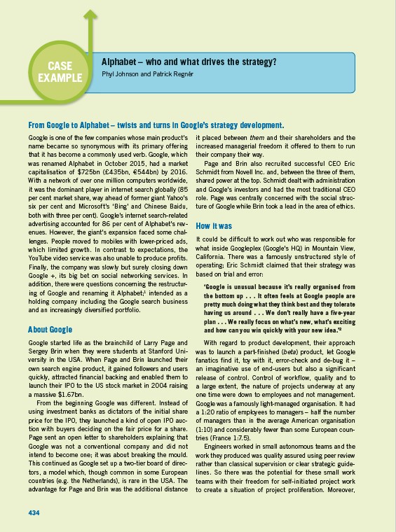  CASE Alphabet - who and what drives the strategy? EXAMPLE Phyl