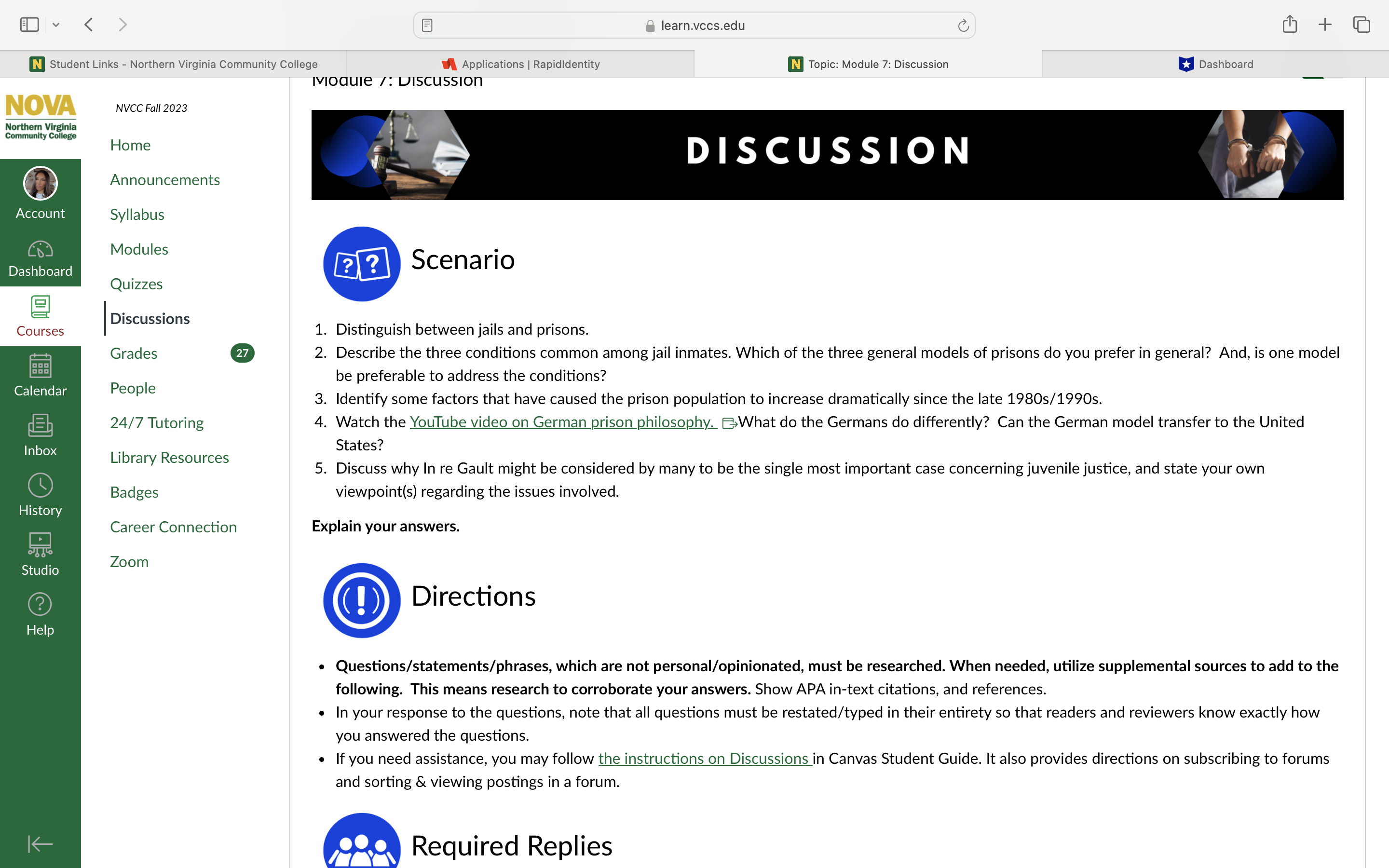 learn.vccs.edu Student Links - Northern Virginia Community College Applications I Rapidldentity l'..'looule