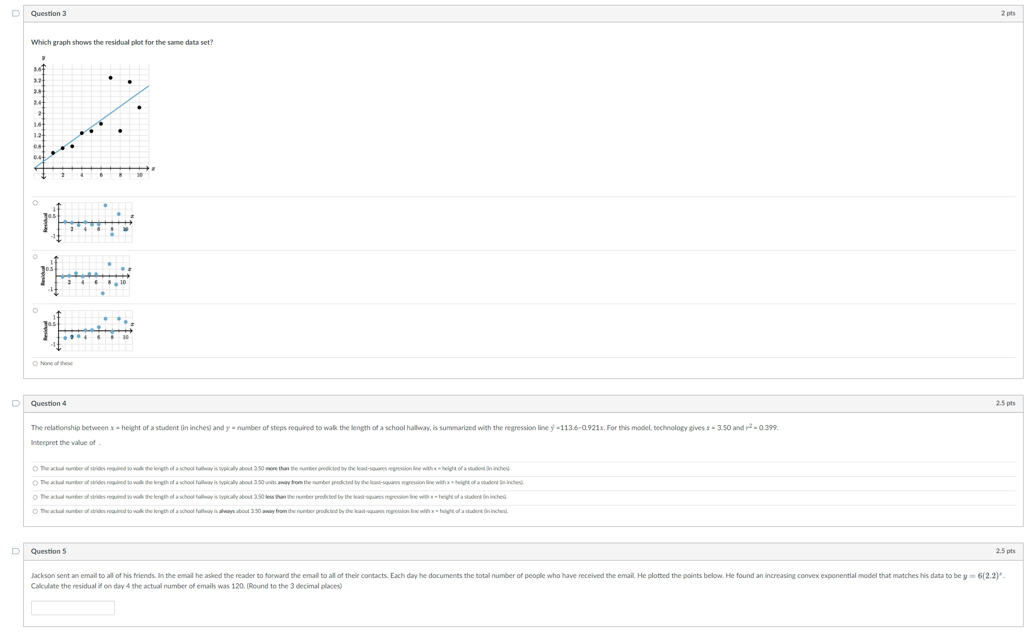 has a positive residual. Tree Height 30 20 12 Trunk Diamet True