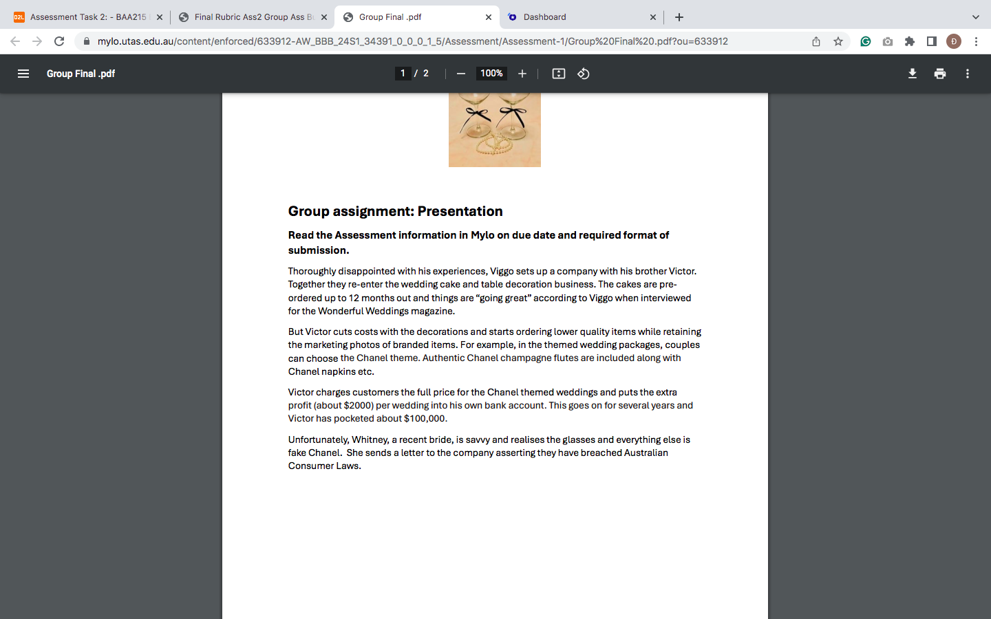 Assessment Task 2: - BAAZ1S X | @ Final Rubric Ass2