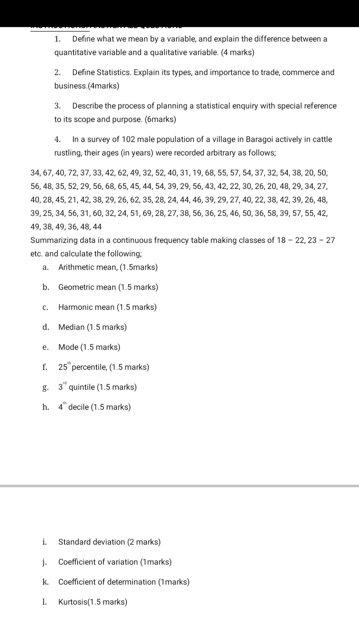  1. Define what we mean by a variable, and explain the