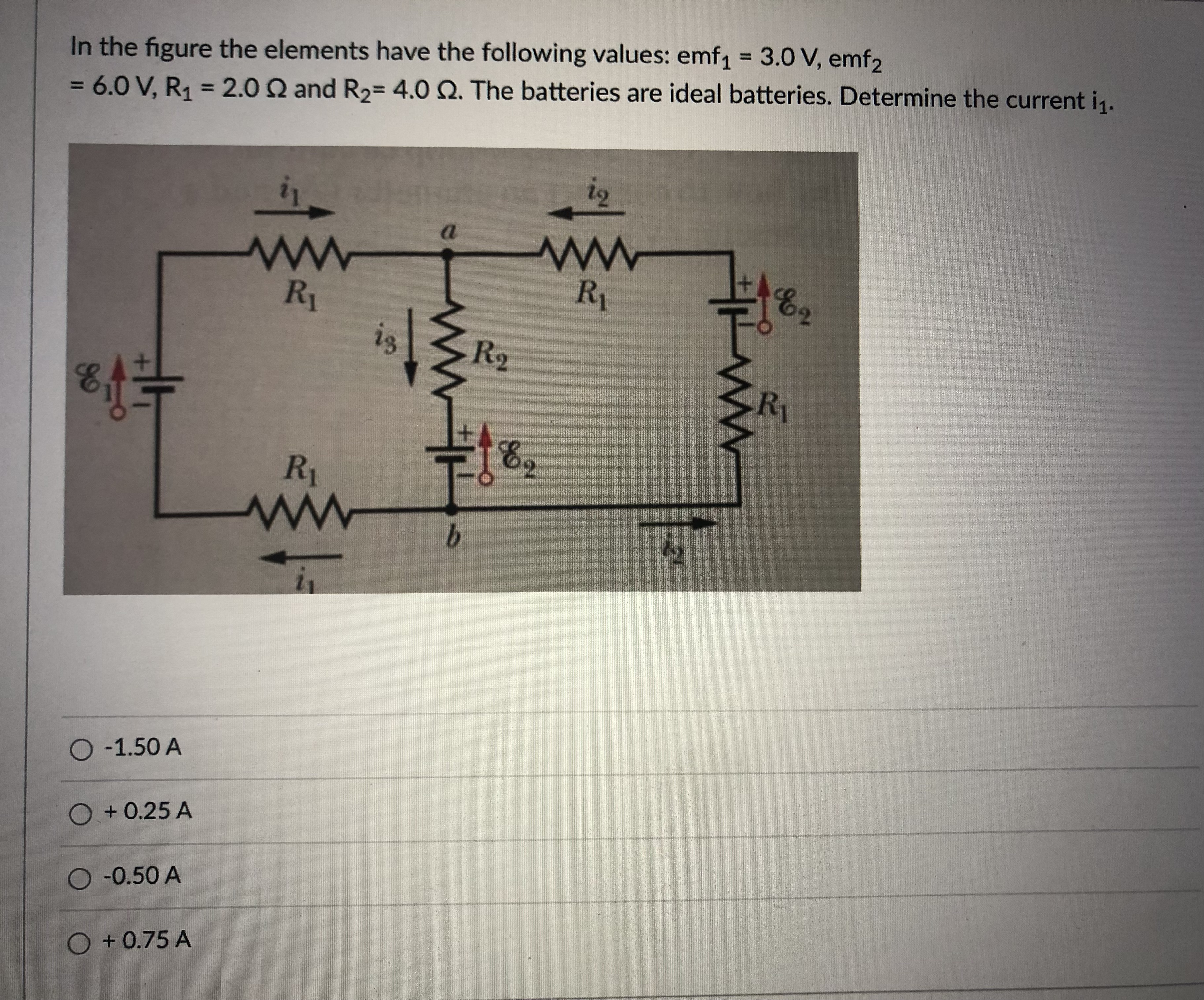 In the figure the elements have the following values: emf1 =