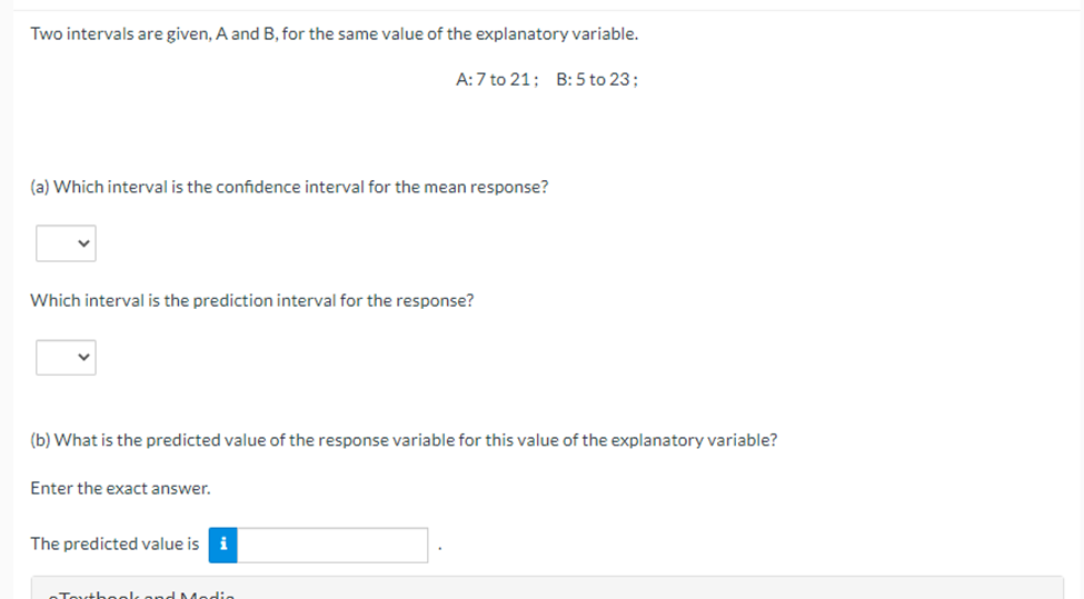  Two intervals are given, A and B, for the same value