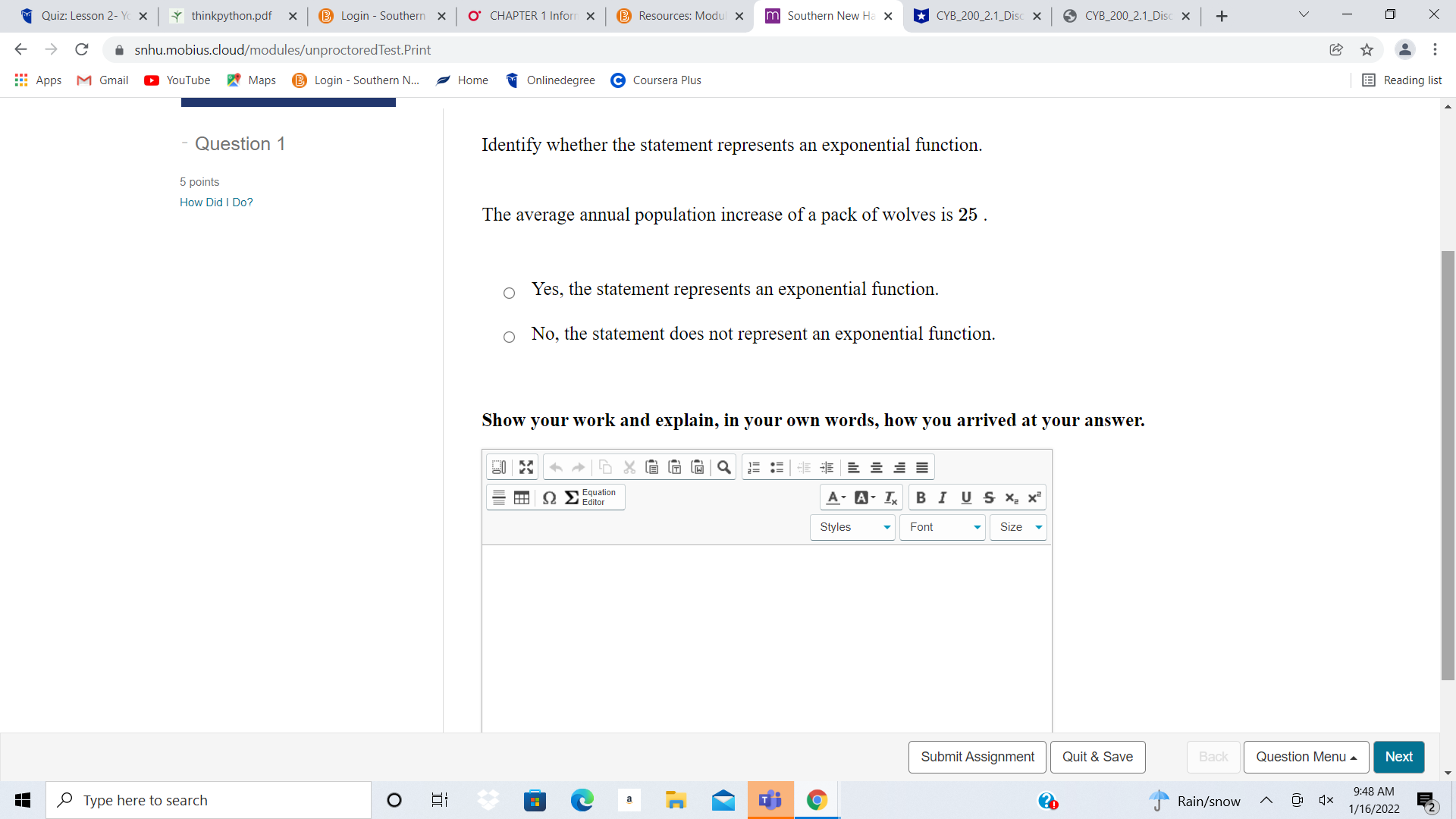  Quiz: Lesson 2- Yc x * thinkpython.pdf x B Login -