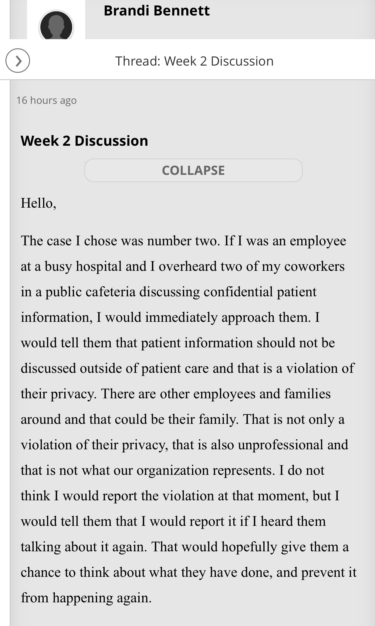 How would you respond to this classmates post with positivity and a