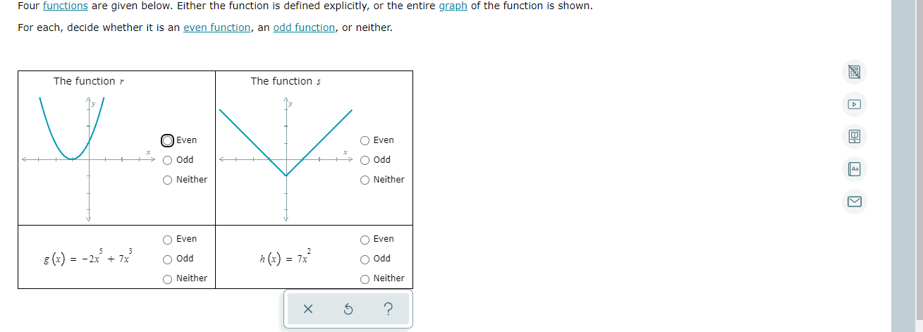  Four functions are given below. Either the function is defined explicitly,
