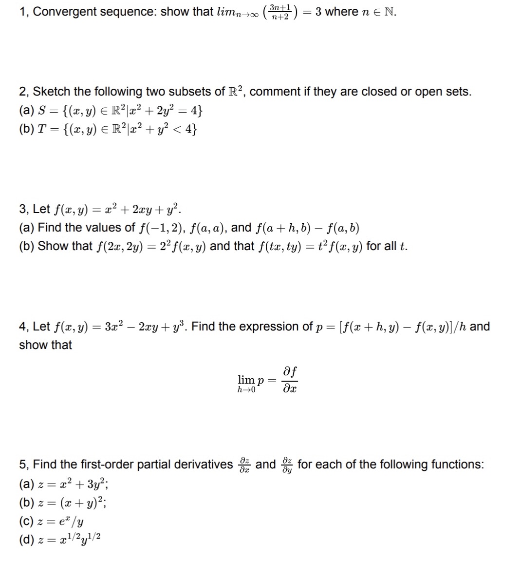 1, Convergent sequence: show that limn two (on+2 ) = 3