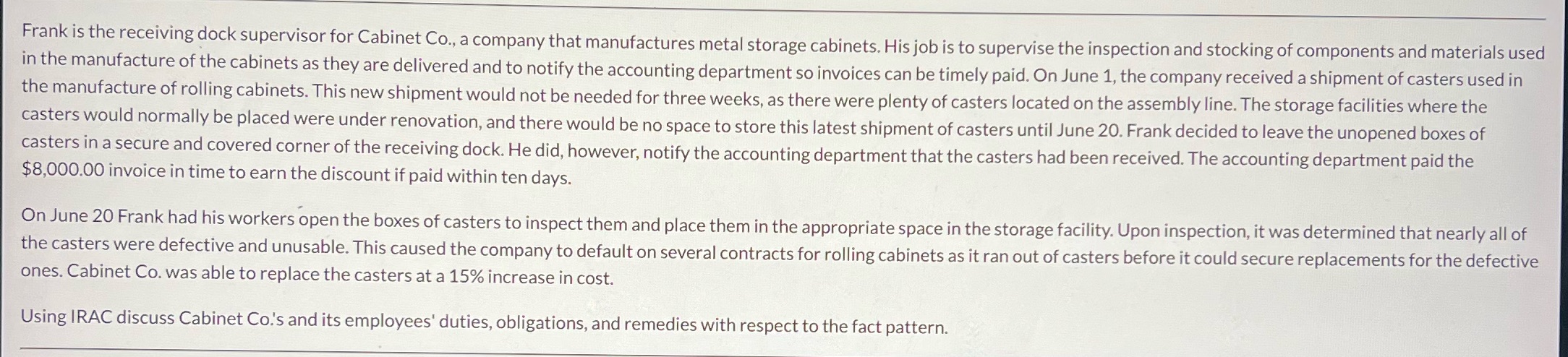 Is this something you can help me with? Frank is the receiving