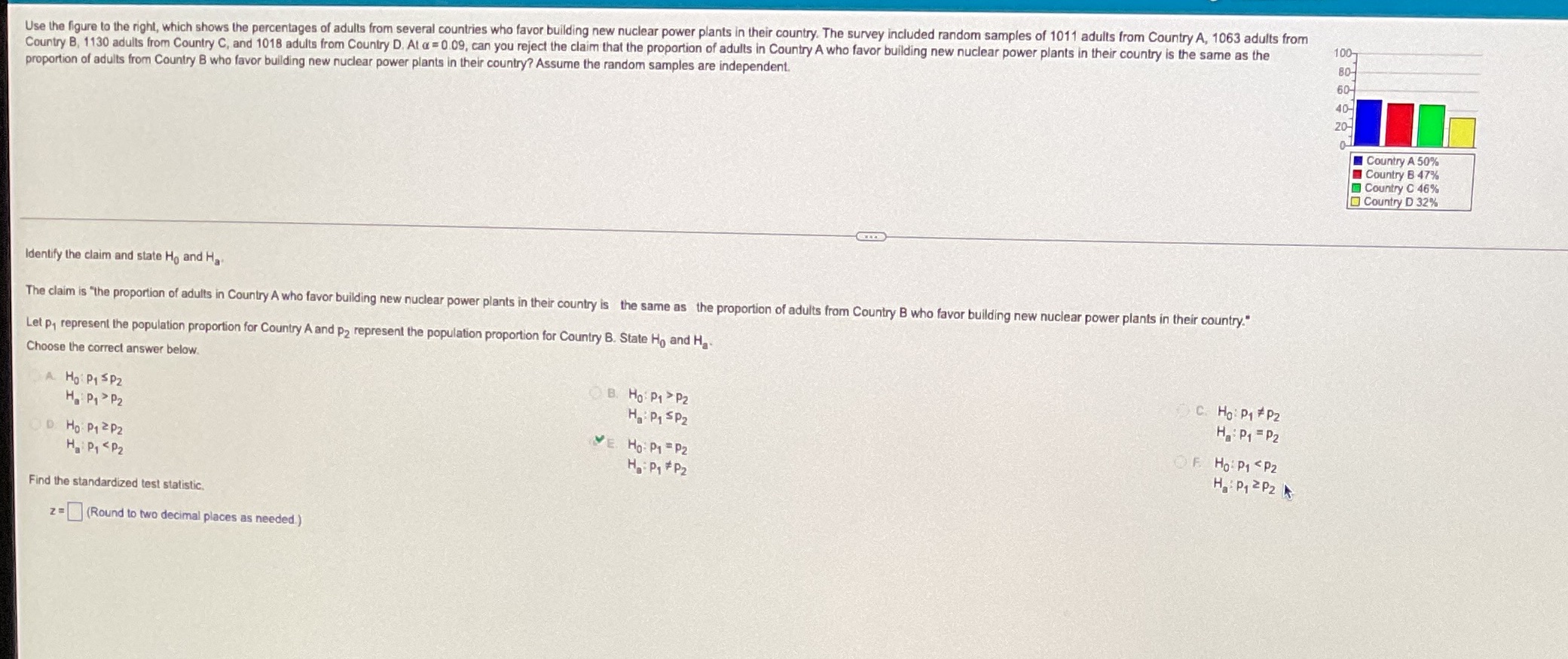 Find standardized test statistics using ti-84 and please right down the steps,