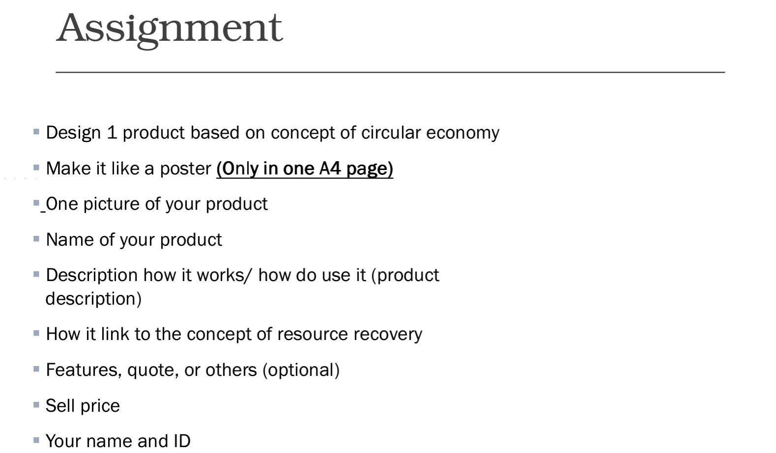  Assignment - Design 1 product based on concept of circular economy