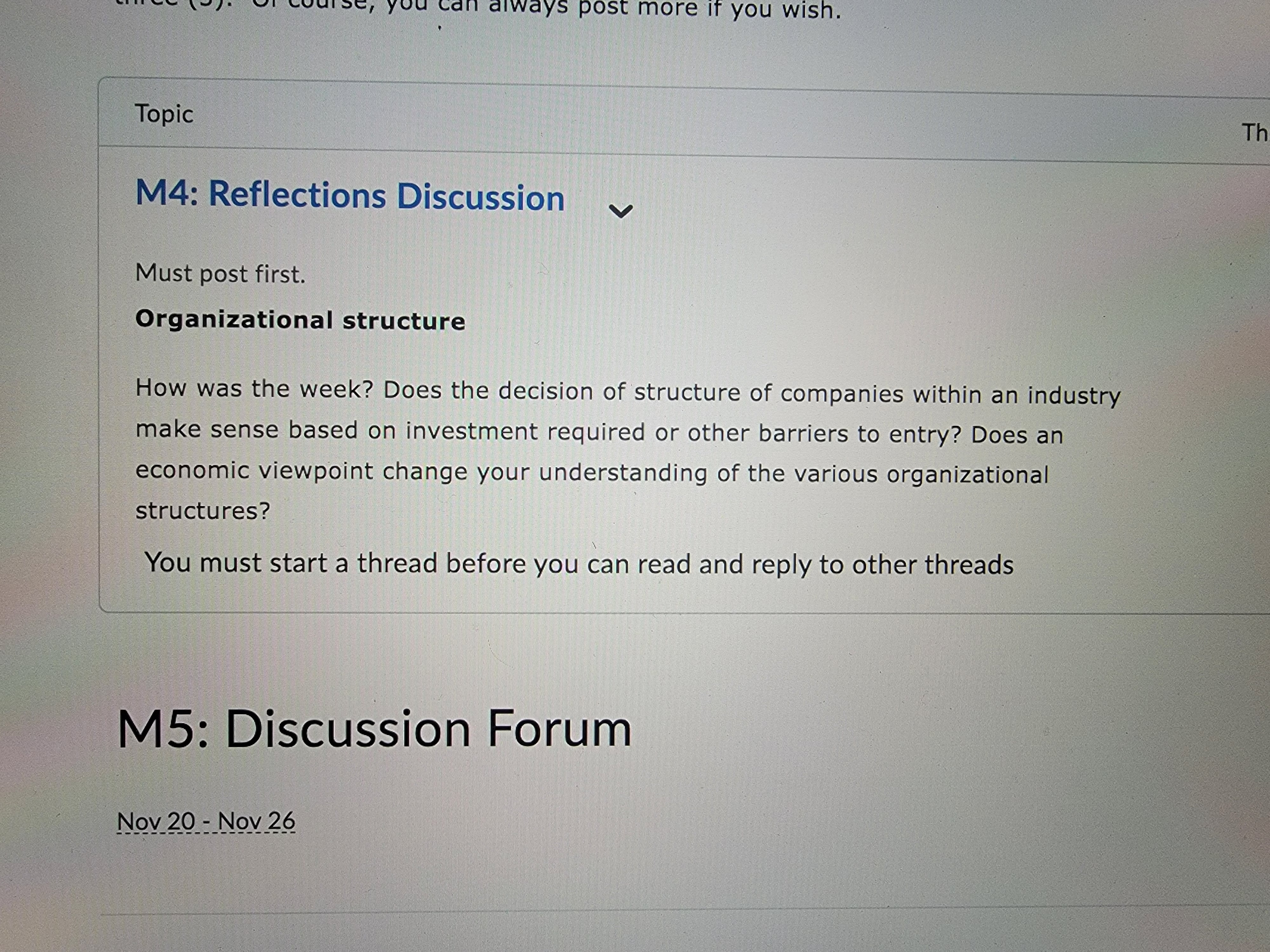 can always post more if you wish. Topic Th M4: Reflections