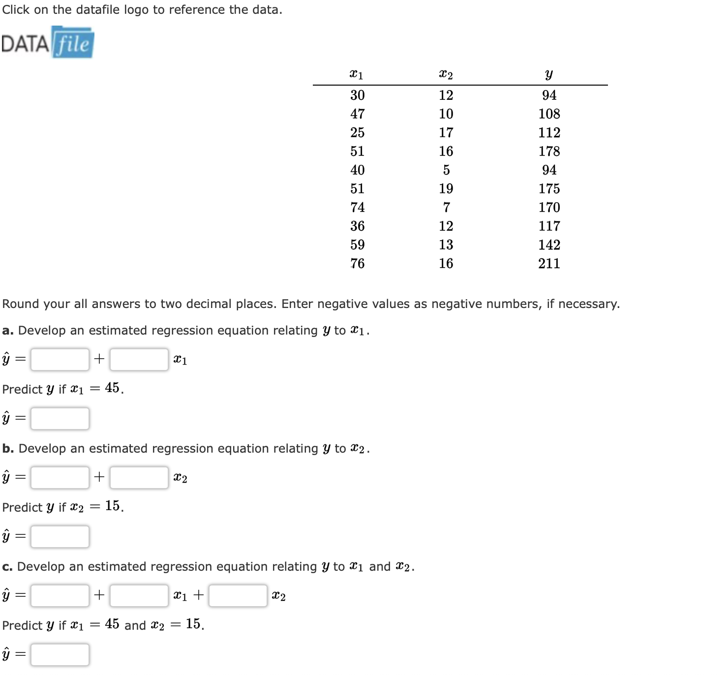  Click on the datafile logo to reference the data. DATA file