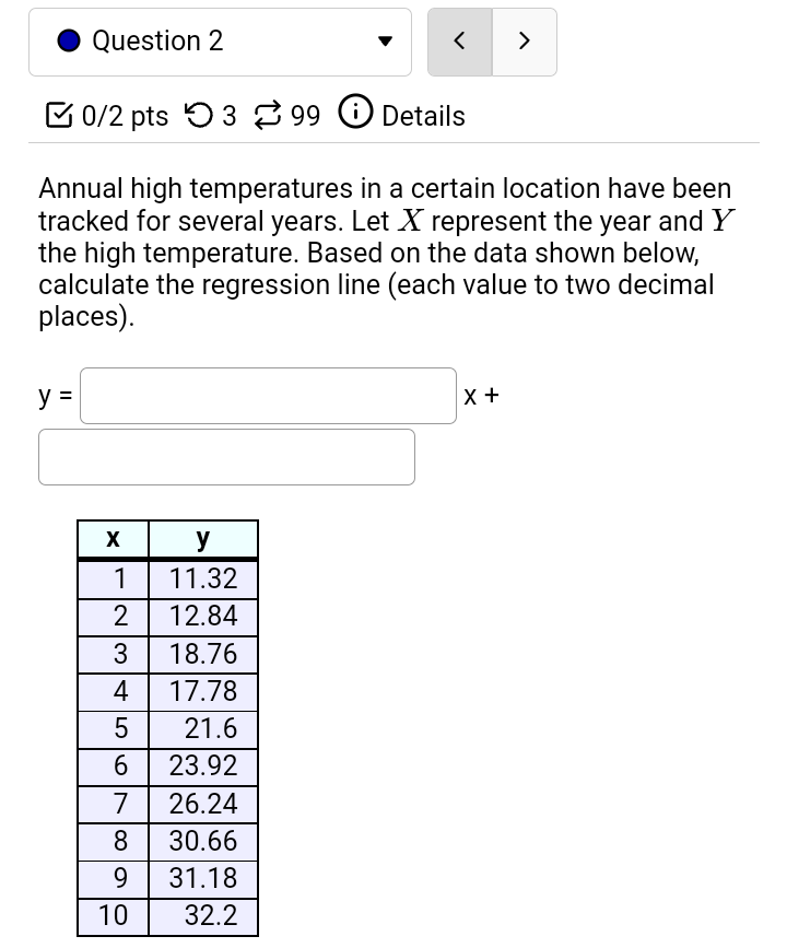  0 Question 2 v E1 on pts '0 3 8 99