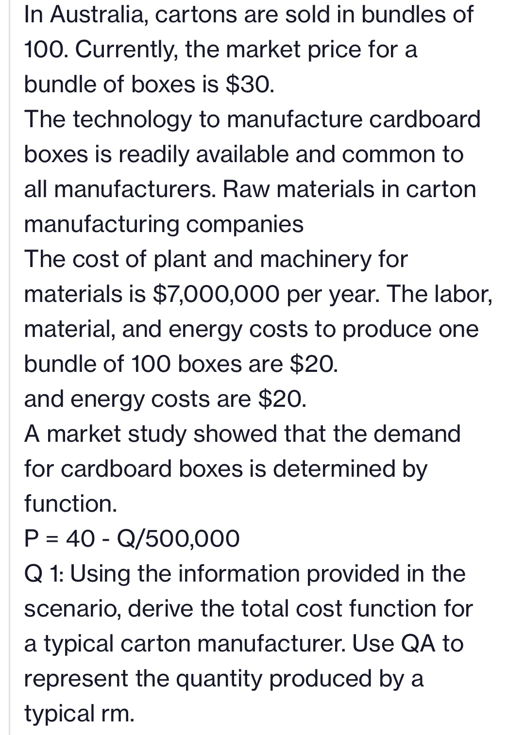 Use X to denote the sum of the production of the three