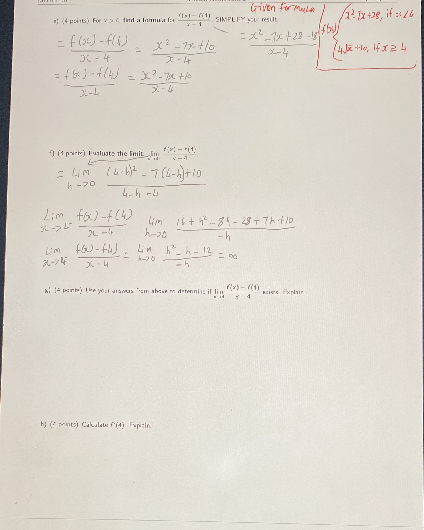 Please help and fully explain with workings shown Given Formula e) (4