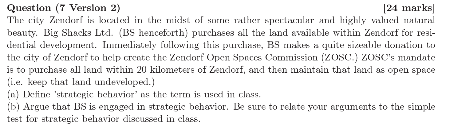  Question (7 Version 2) [24 marks] The city Zendorf is located