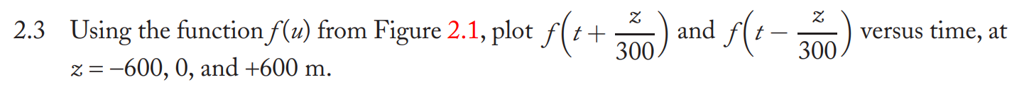 2.3 Using the function f(u) from Figure 2.1, plot f( +