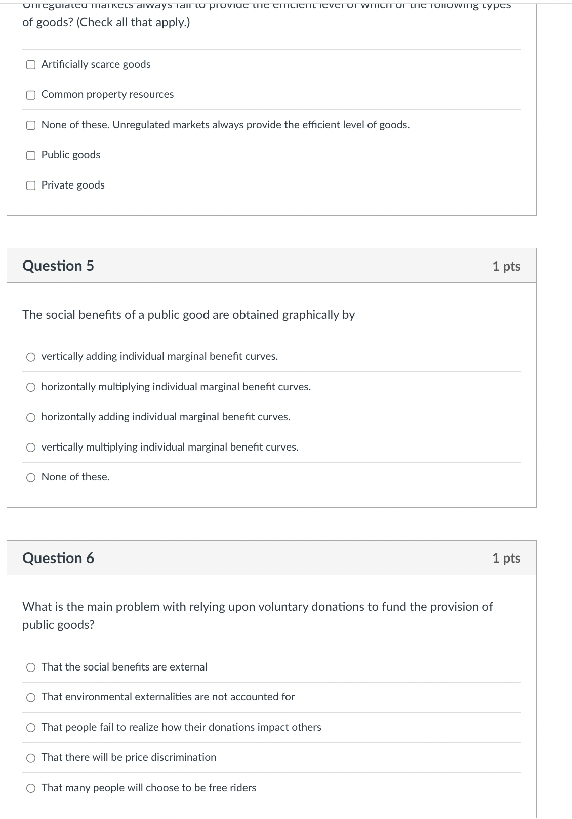 "excludable"? (O There are no substitutes for the good (O It can