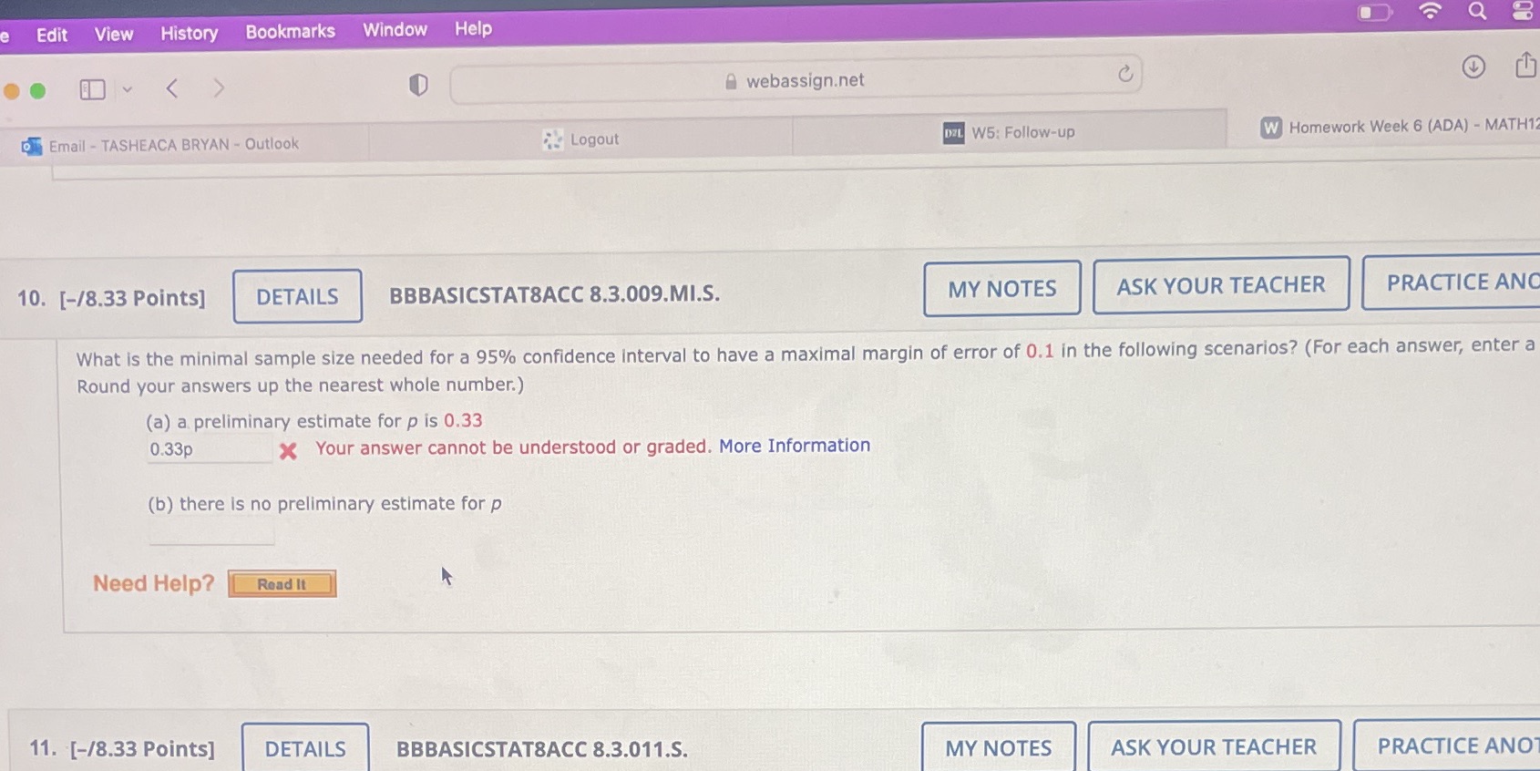 Bookmarks Window Help Q e Edit View History webassign.net C Email