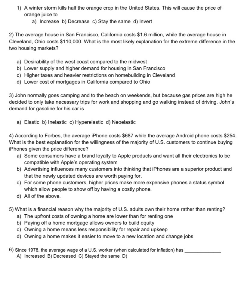 Please help with homework 1) A winter storm kills half the orange