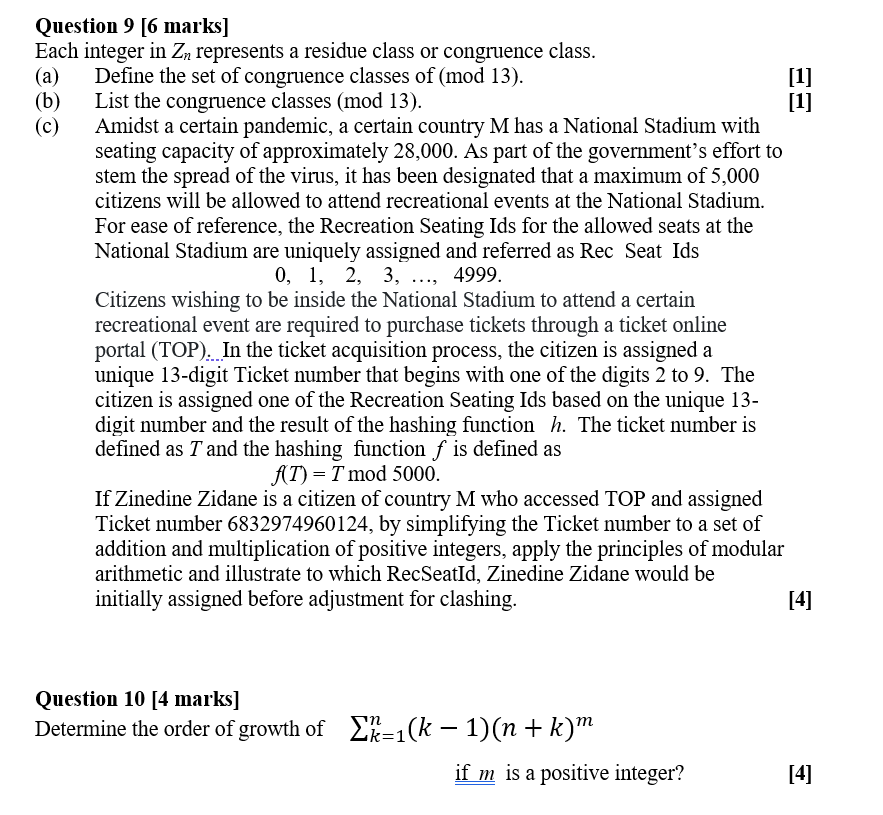 n 5 I . [6] Question 2 [5 marks] Let n), gin)