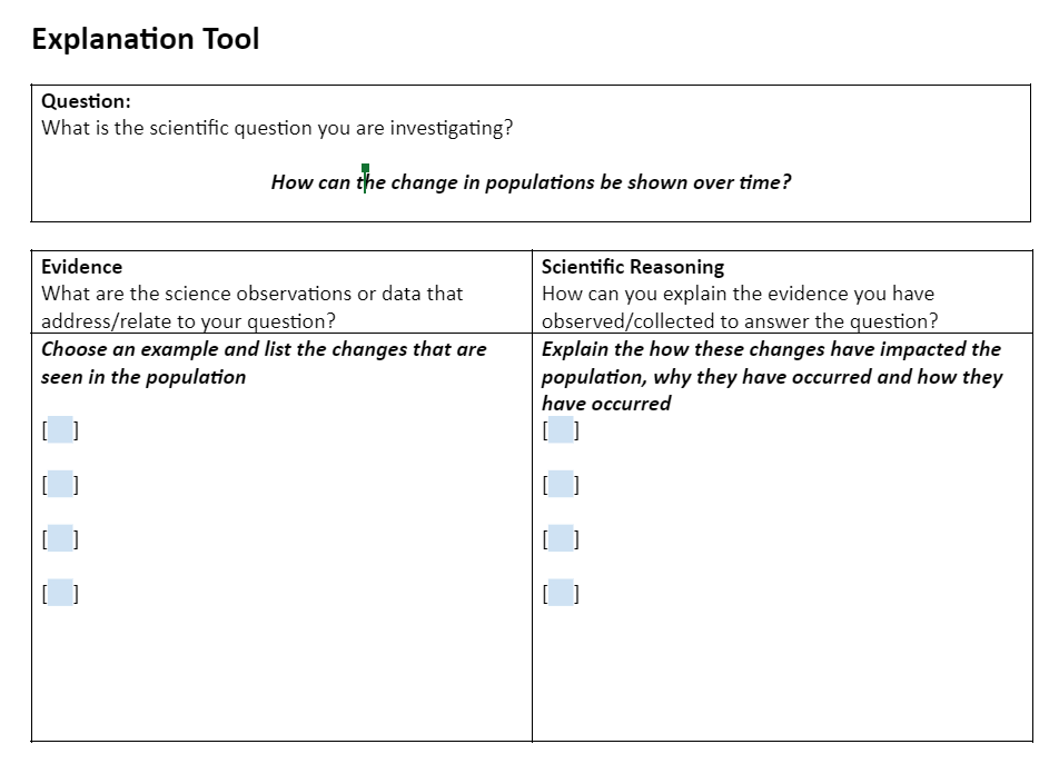 Explanation Tool Question: What is the scientific question you are investigating?