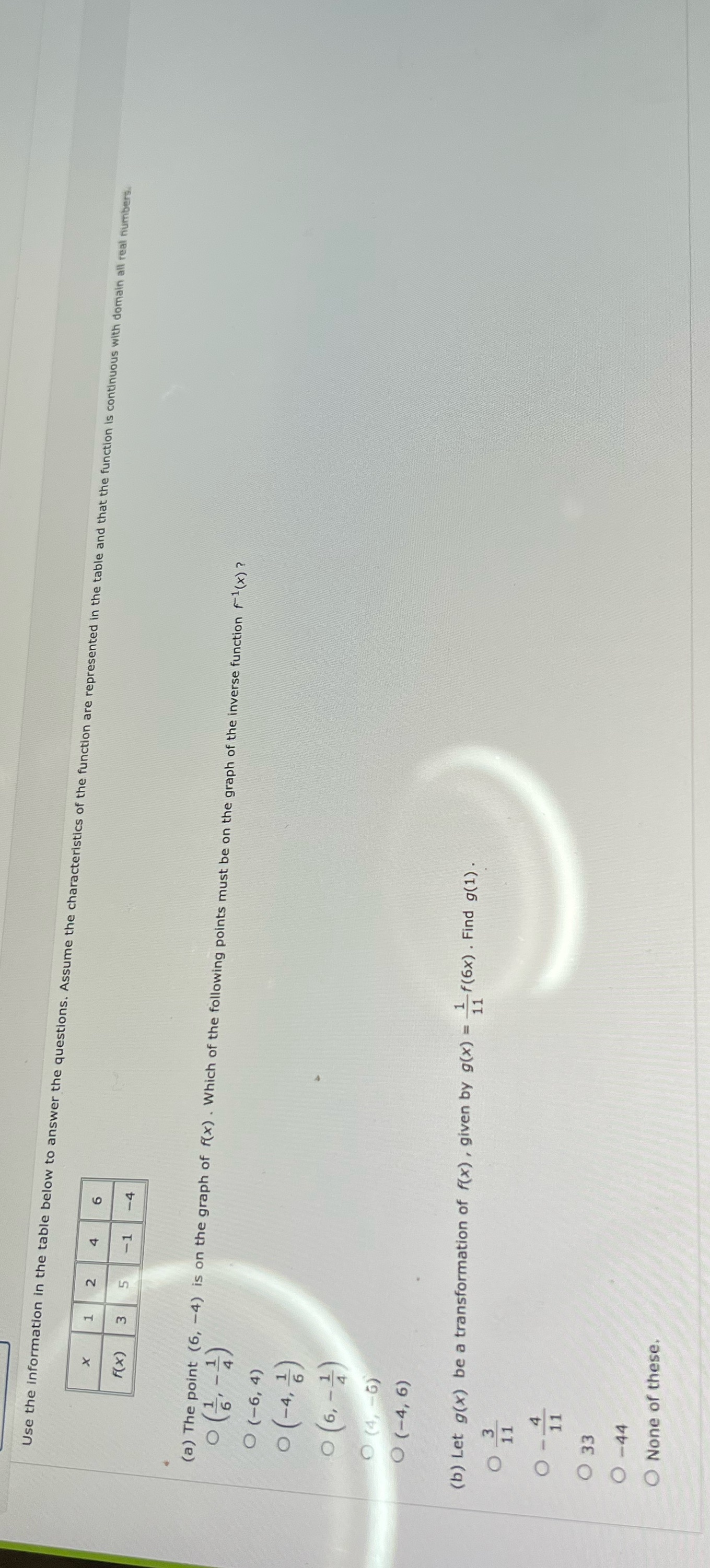  Use the information in the table below to answer the questions.