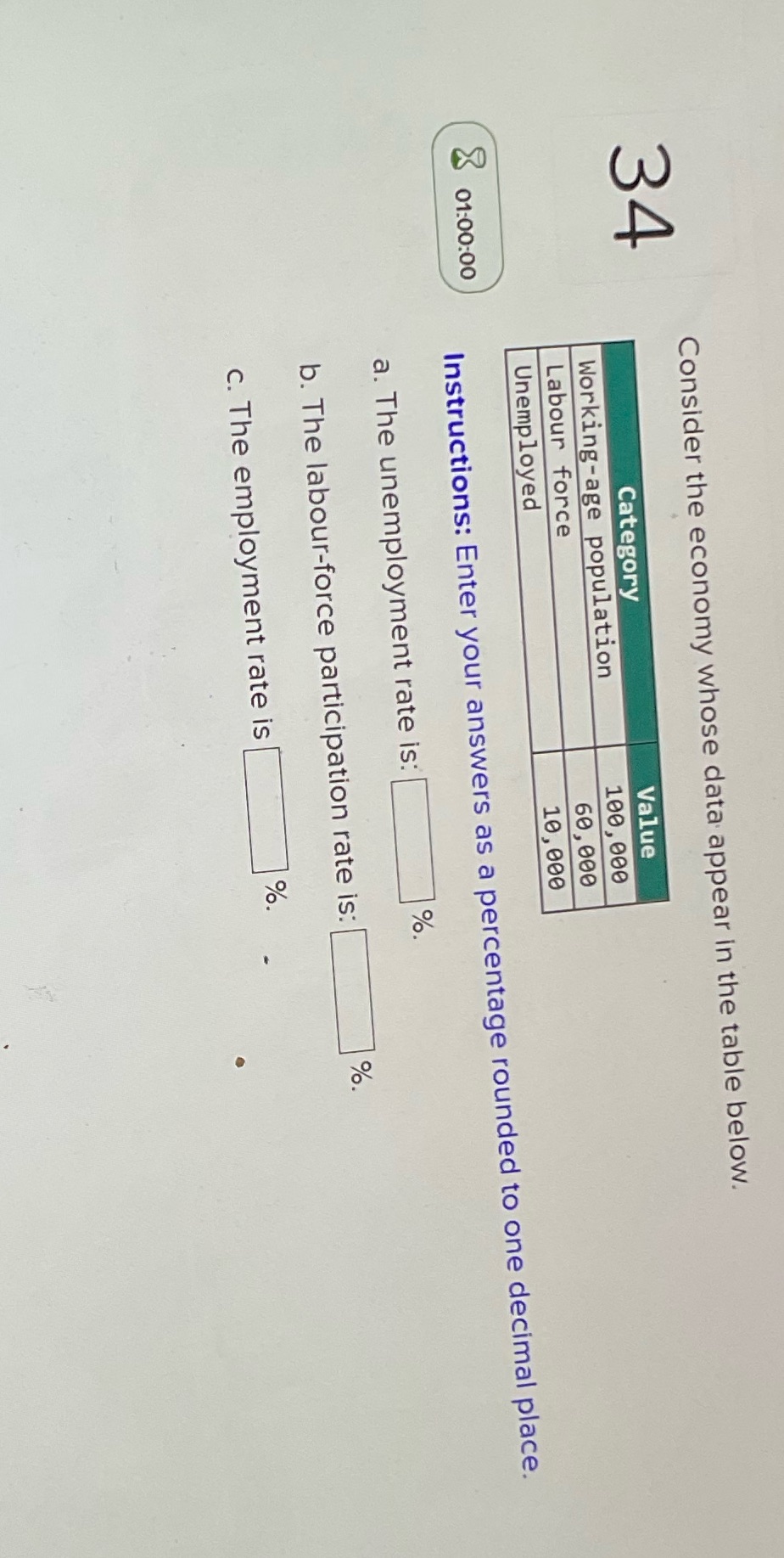  Consider the economy whose data appear in the table below. 34