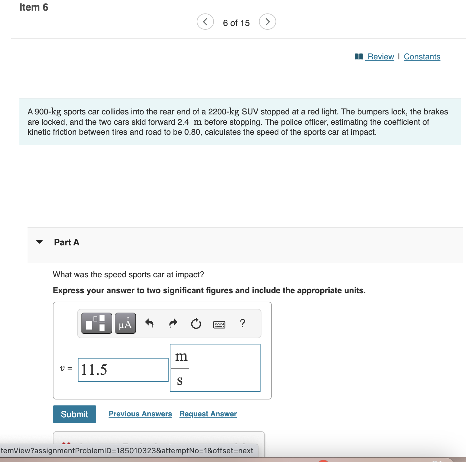 initial speed was 2.50 m/s, and the other's was 4.50 m/s in