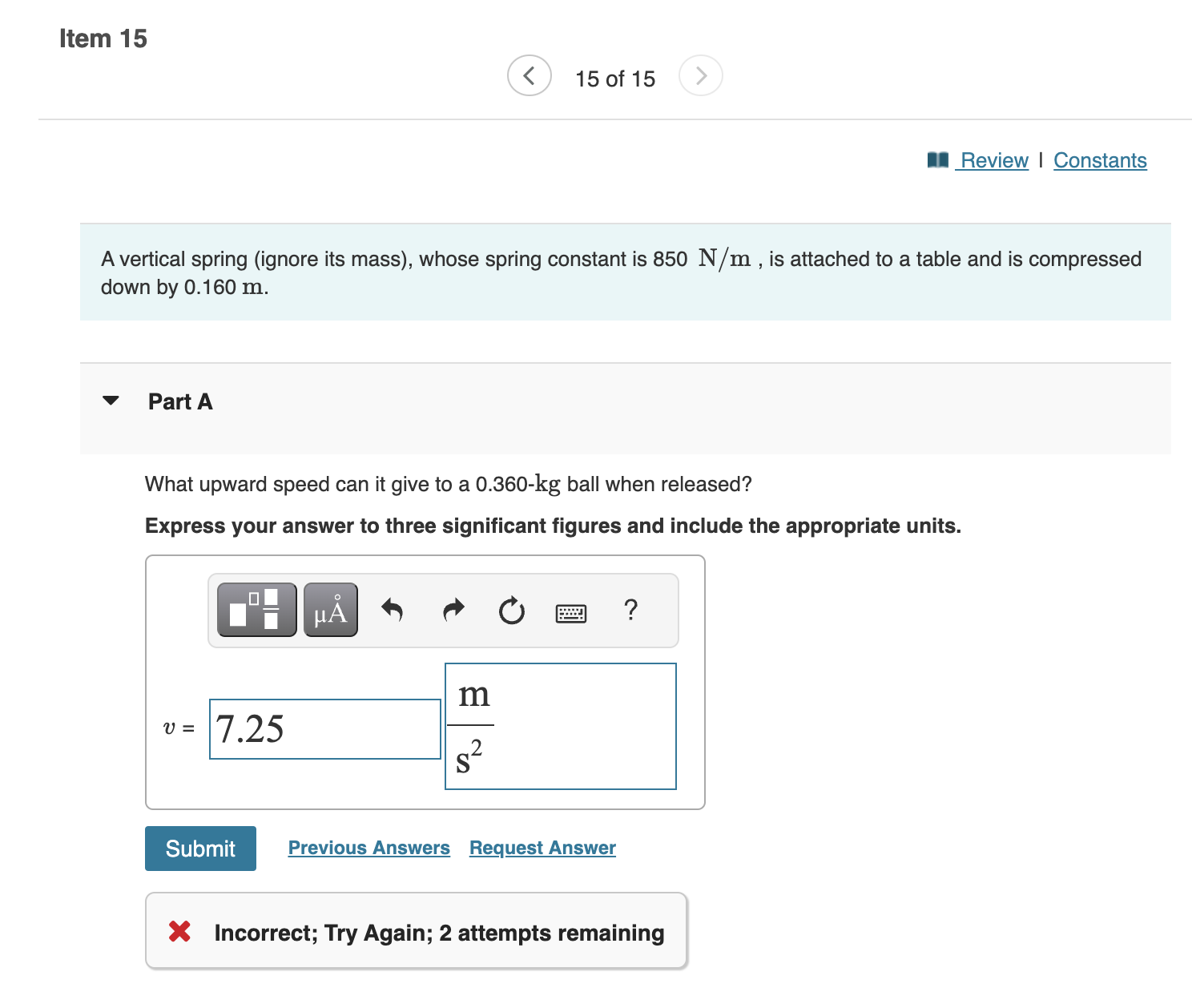 reaches the bottom? Express your answer to two significant figures and include