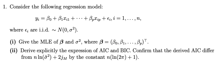 1. Consider the following regression model: yi = Bot Bitat ..