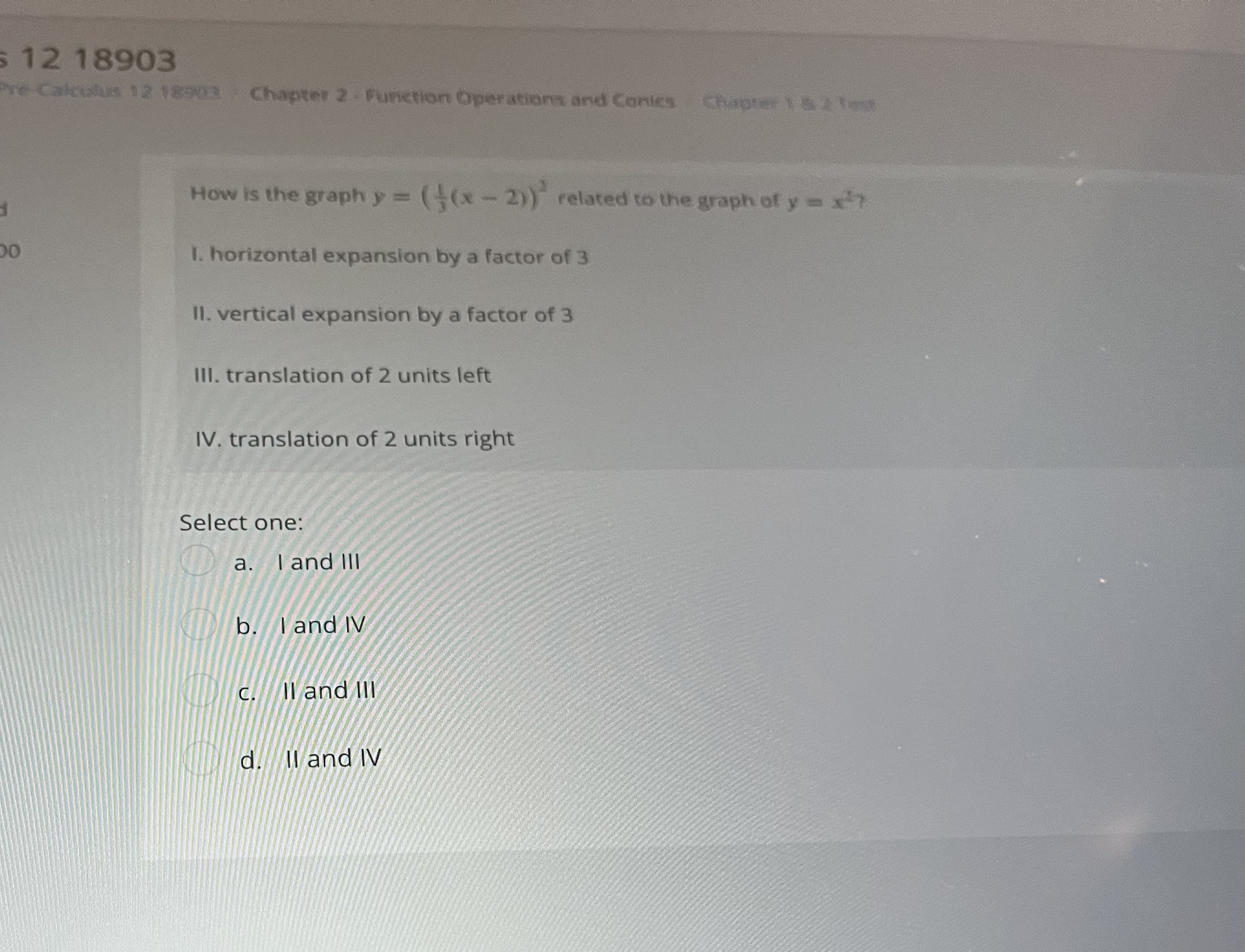 Operations and Conies Chapter 1 & 2 Test estion 2 If (-3,