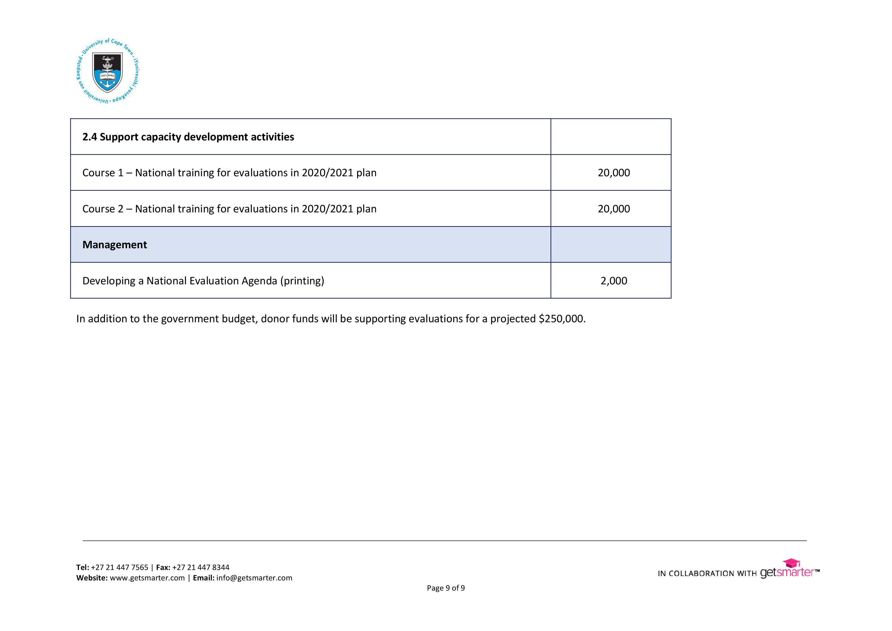1. Background This case shows an extract from an existing operational plan.