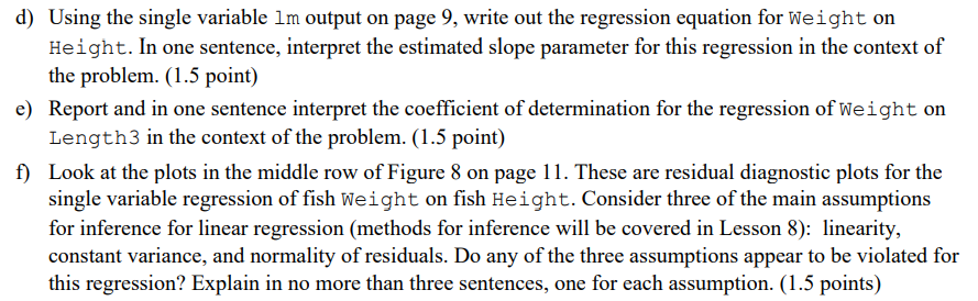  d) Using the single variable Im output on page 9, write