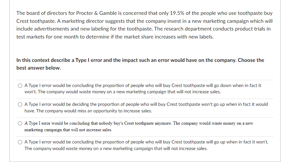 cordless toothbrushes manufactured by two different companies. Group members took a random