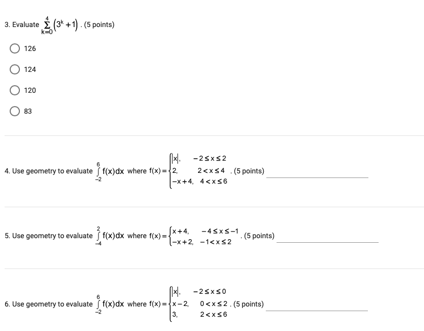 33 34 O 42 O 46 2. Evaluate ) (3k +3) .