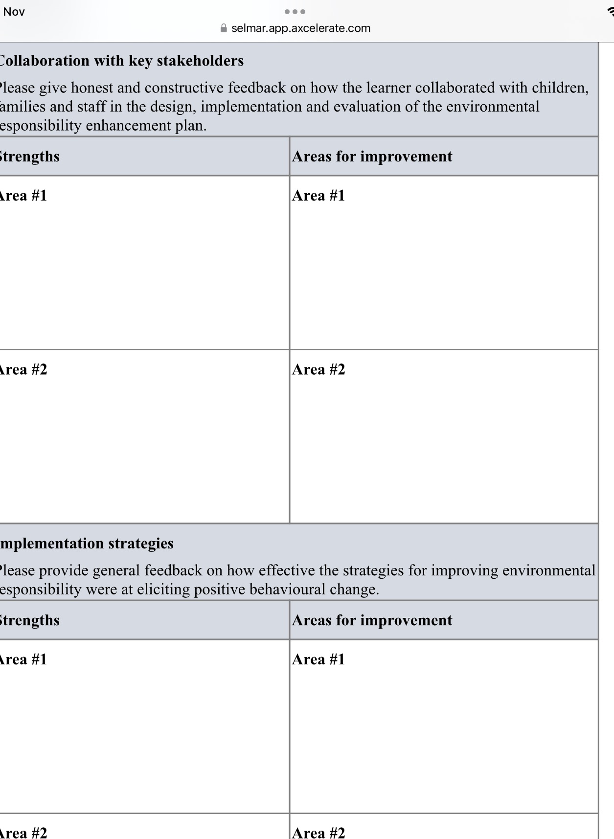 responsibility plan.Benchmark CriteriaShared outcomes and evaluation of plan implementation with Supervisor for