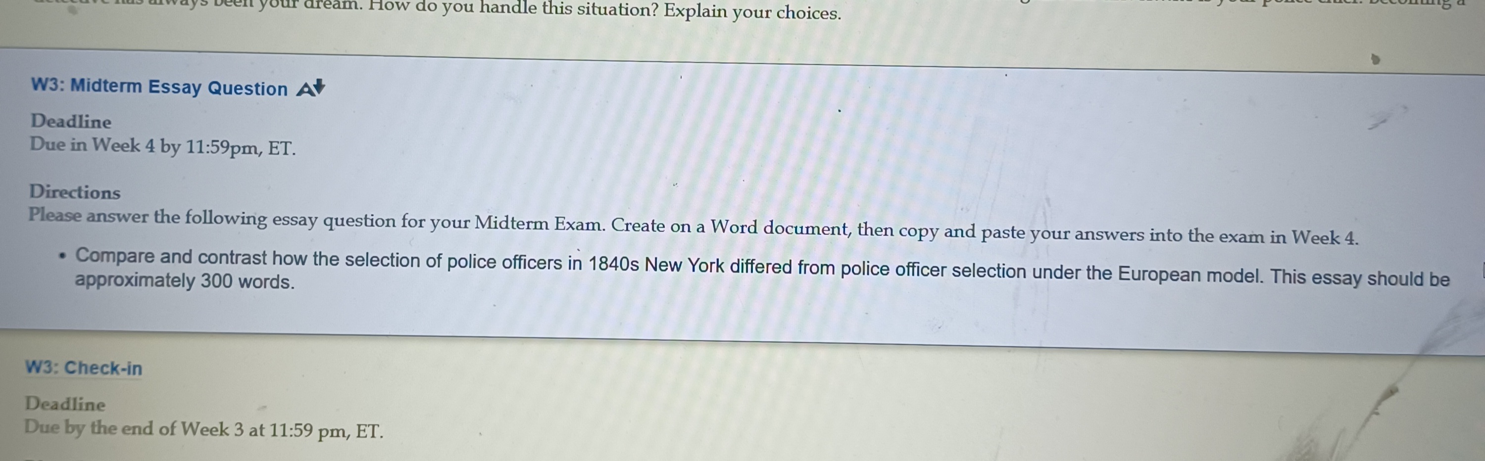  ream. How do you handle this situation? Explain your choices. W3: